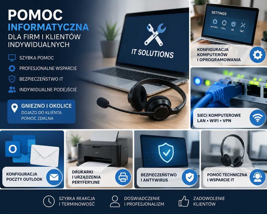 Informatyk | Obsługa IT dla Firm | Pomoc Komputerowa | Windows | Sieci | Outlook | Gniezno i okolice