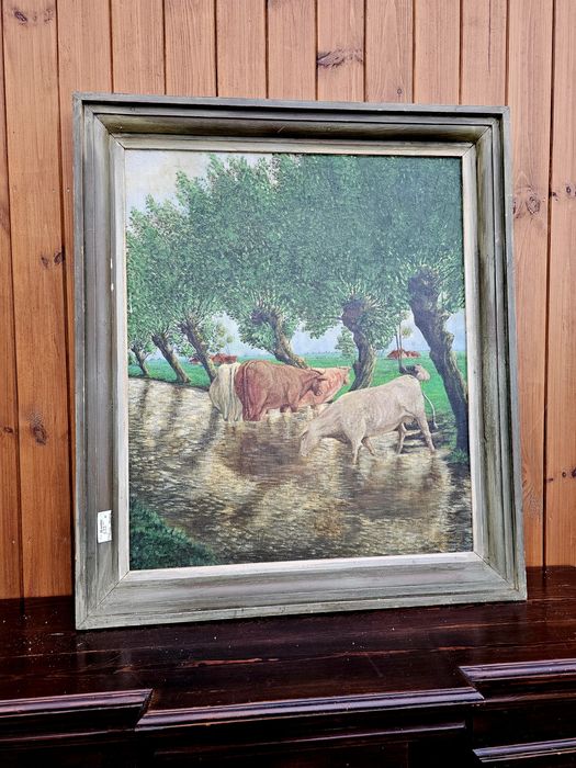 Obraz krowy nad rzeką  na płótnie 111x96 cm #1481 Stylowy Węgrów