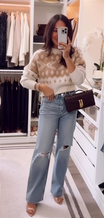 Zara sweter kremowy print s 36 boho
