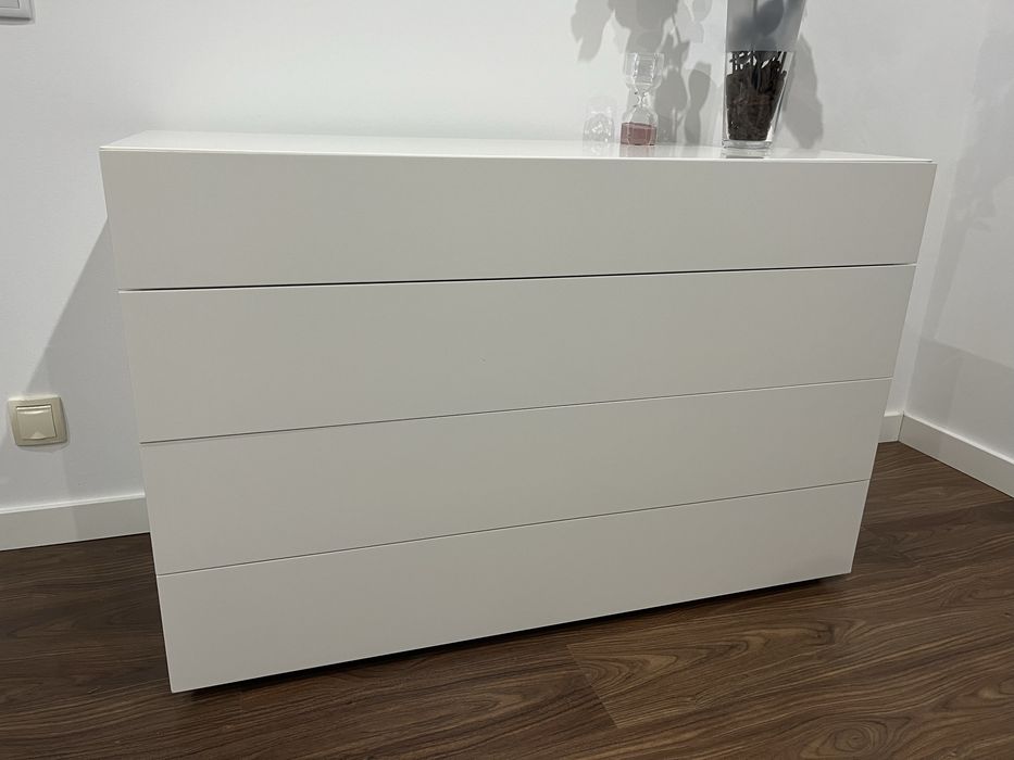 Comoda 4 gavetas lacado branco mate