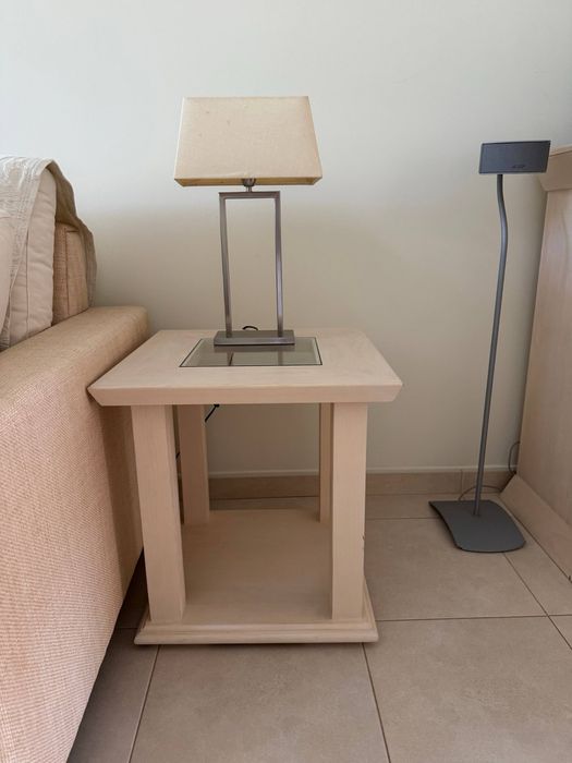 Sofá Cama de 3 Lugares + 2 Mesas de Apoio de Sala (Excelente Estado)