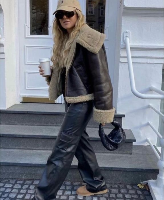 Дублянка Zara L, XL куртка зара коричнева дублянка