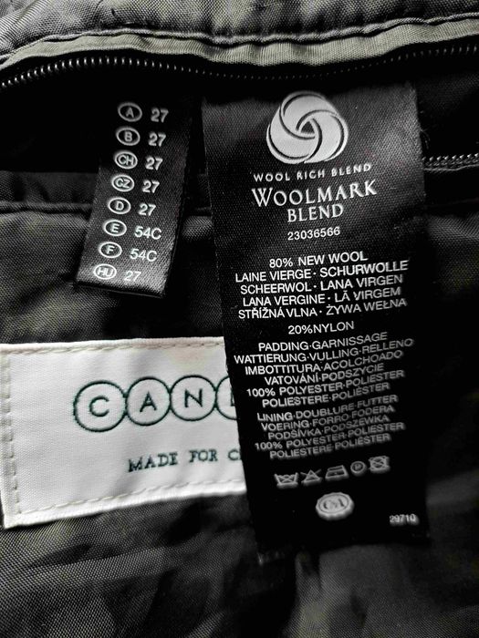 Czarny, krótki męski płaszcz/kurtka, 80 % wełna, Canda, r. 54 C