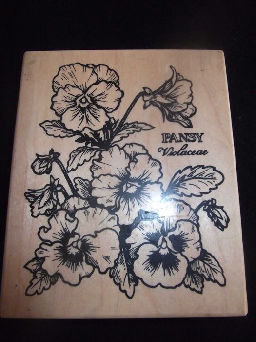 Carimbo em madeira Flor / Wooden stamp Flower - "Pansy Violaceae"