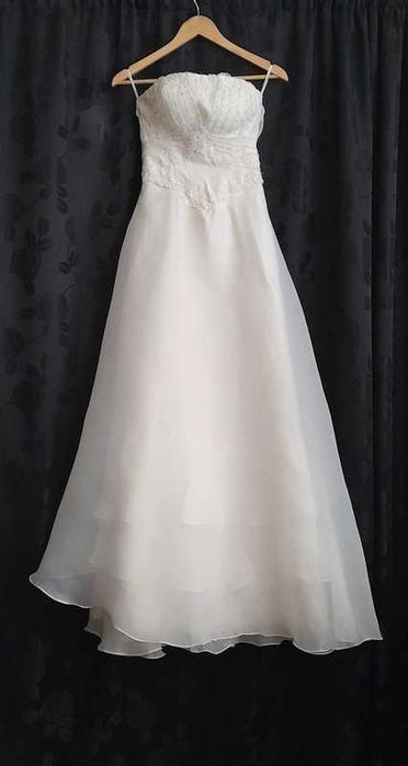 suknia ślubna śmietanowa XS/S/M-vintage+welon