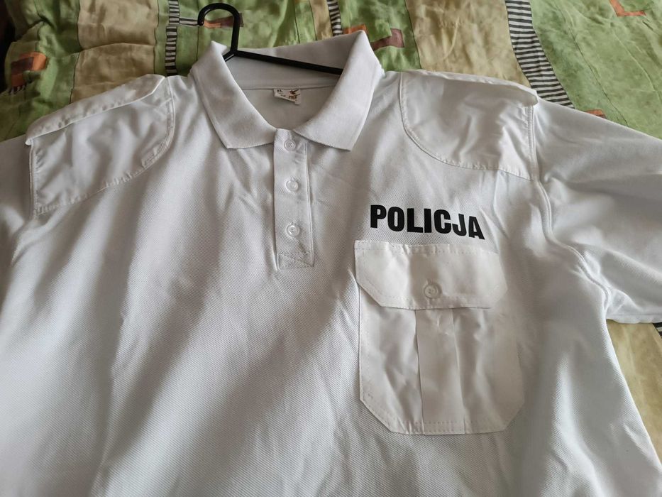 Koszulka polo biała służbowa policyjna bawełniana - XL - "Altex".