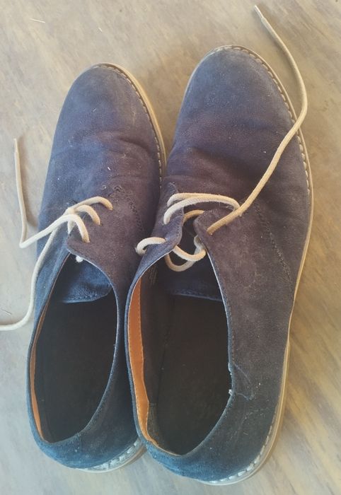 Buty męskie , granatowe , zamszowe ze skórzaną wyściółką