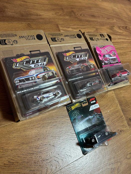 Hot Wheels Elite 64 Rlc Mustang Nissan Skyline AMC Javelin Lamborghini Aventador BMW 3.0 CSL Mercedes 300 SL PETRONAS Formula 1 Хот Вілс