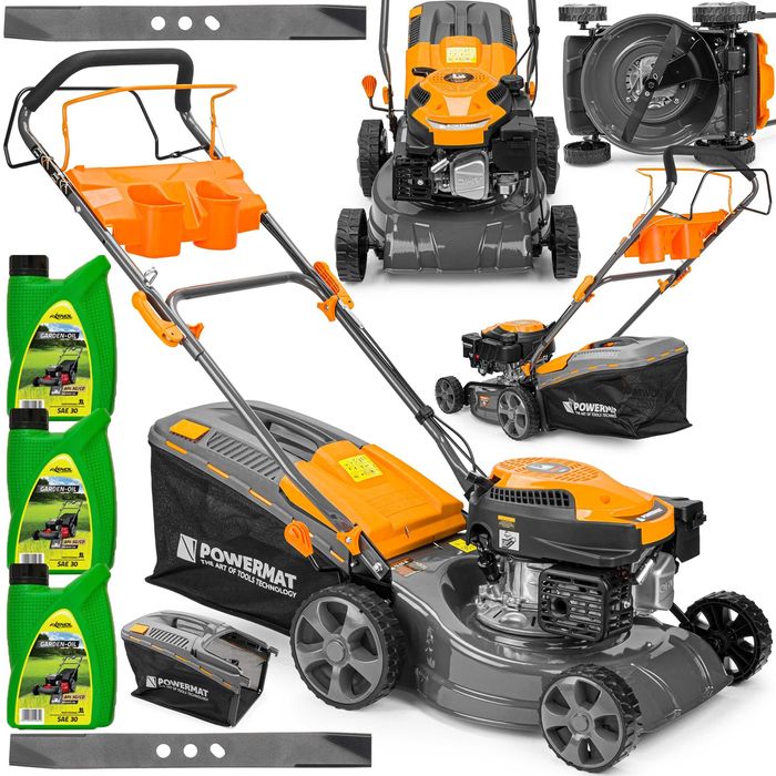 Kosiarka spalinowa do trawy z napędem 5km 40l 5w1 + 3x olej duży kosz