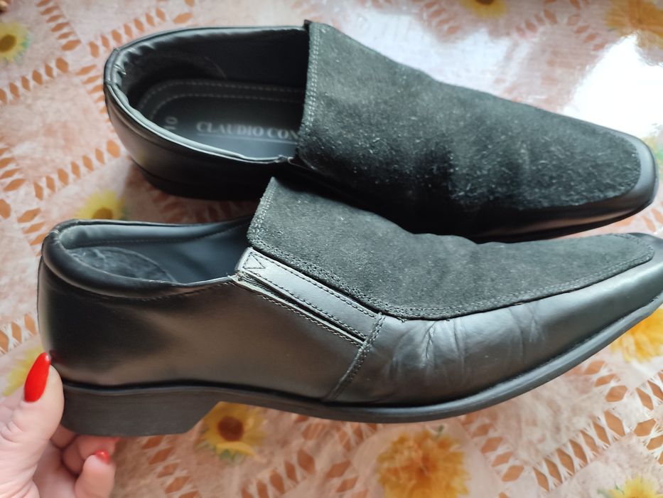 Мужские туфли из натуральной кожи с отделкой замши  44 размер