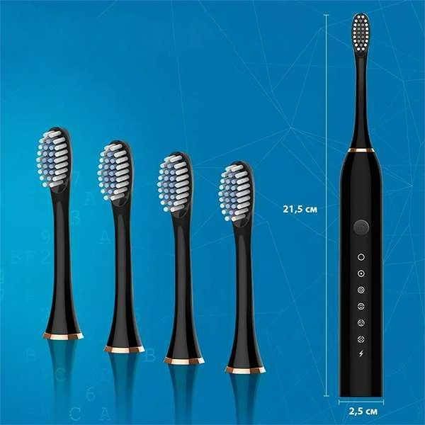 Зубна щітка електрична 4 насадки SONIC TOOTHBRUSH X-9