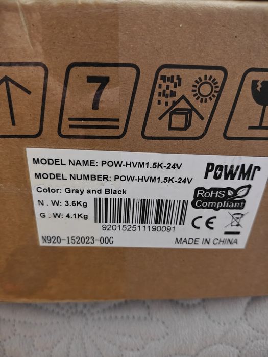 Новий Гібридний інвертор з чистою синусоїдою PowMr 1500W  24V