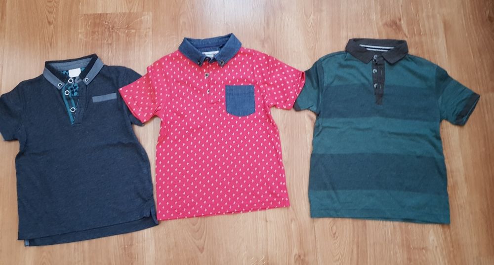 Koszulka polo, polówka 3 szt. Roz.110/116 Spodnie bluzy kurtka stan bd