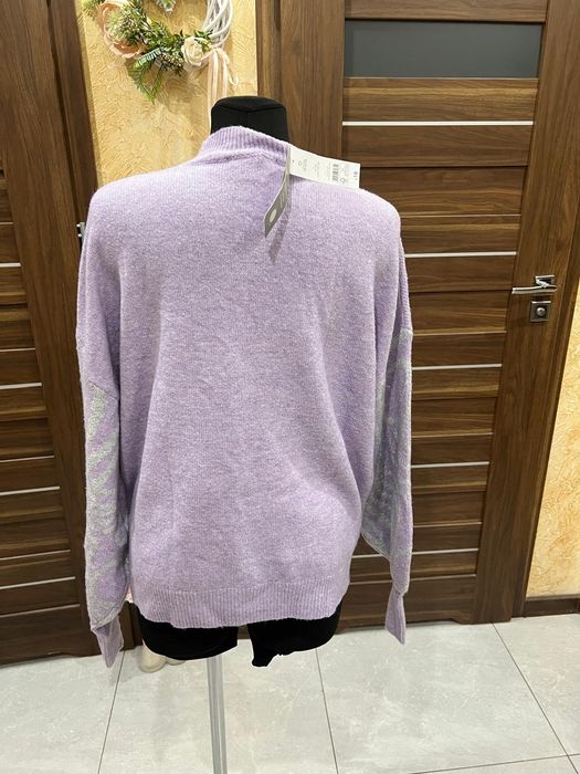 NOWY  Sweter damski srebrna nitka