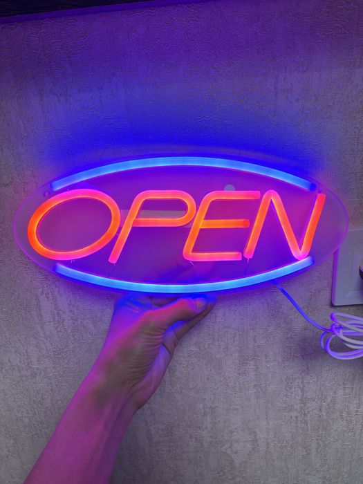 Велика неонов вивіска open,welkome,відчинено,неоновий знак,LED вивіска