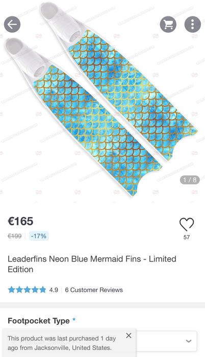 Barbatanas leaderfins néon blue