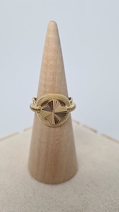 Nowy złoty pierścionek typu Van Cleef złota cyrkonią mesh p. 585