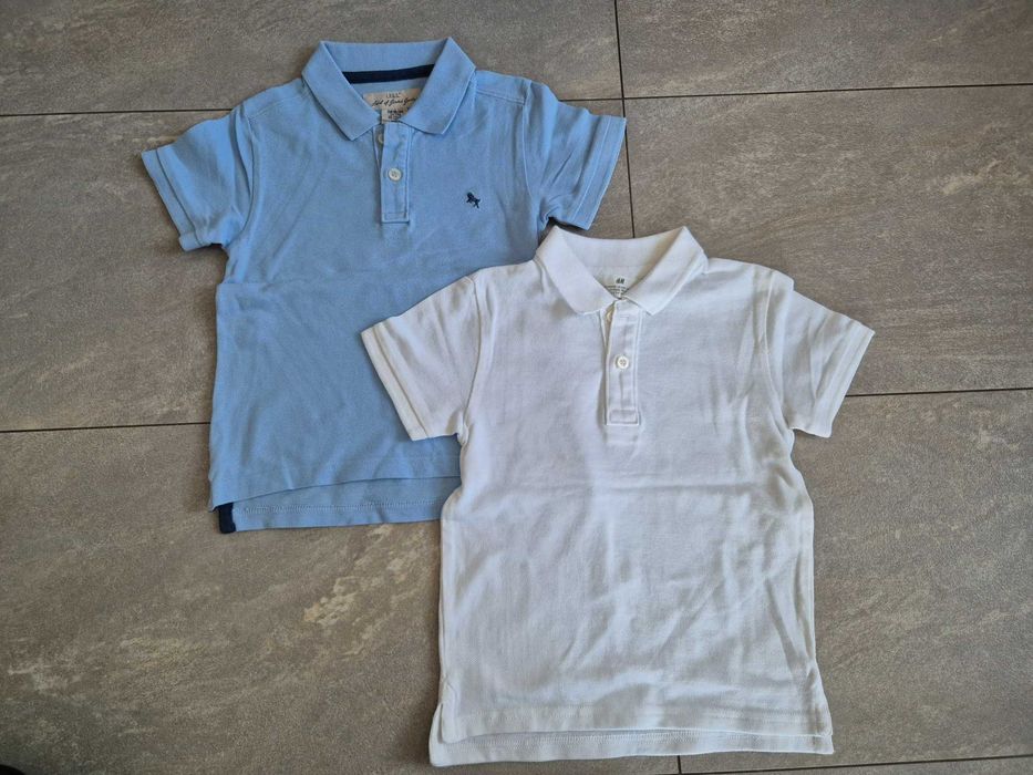 Zestaw 2x koszulka polo H&M 98 104 biała błękitna jak nowa bluzka