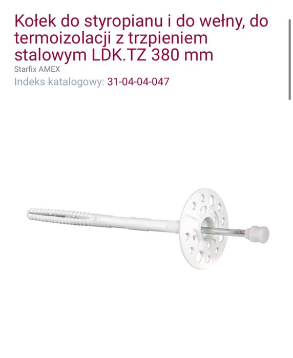 Kołki do styropianu 380mm x 50 szt