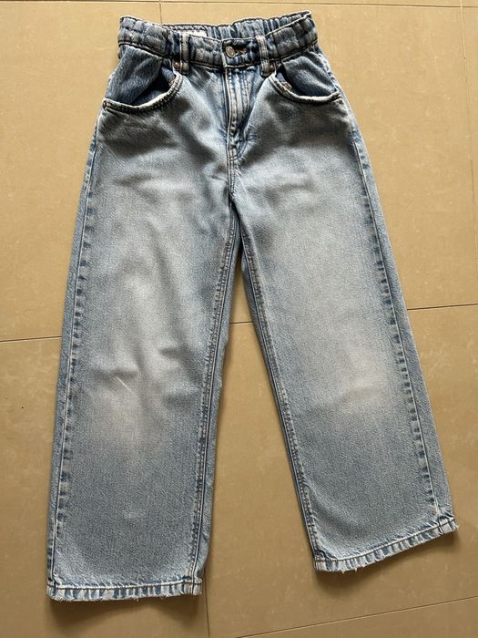 Jeansy Zara szeroka nogawka rozm 128 dziewczęce regulowany pas