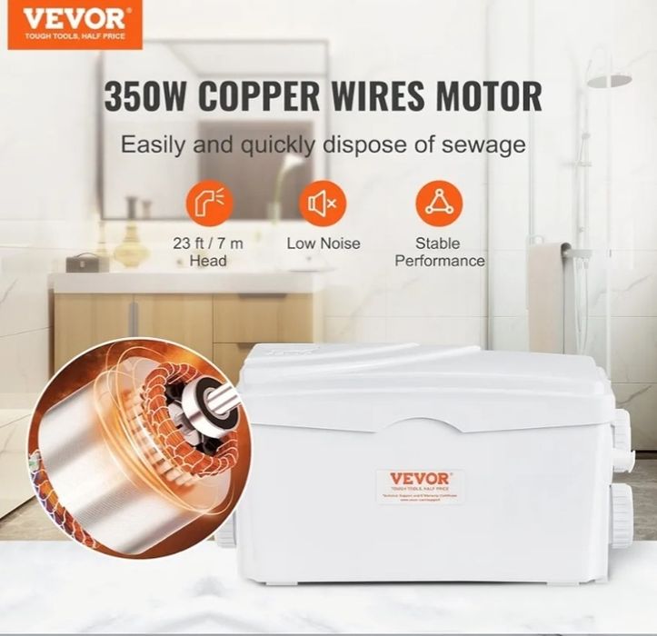 Bomba de esgoto utilitária de 350 W, caudal de 6000 L/h