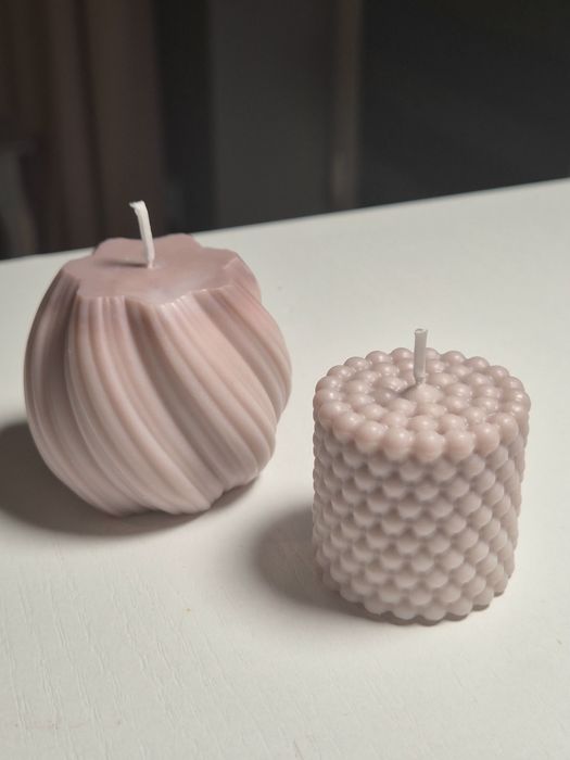 Świeczki wolnostojące świeca sojowa beżowe handmade