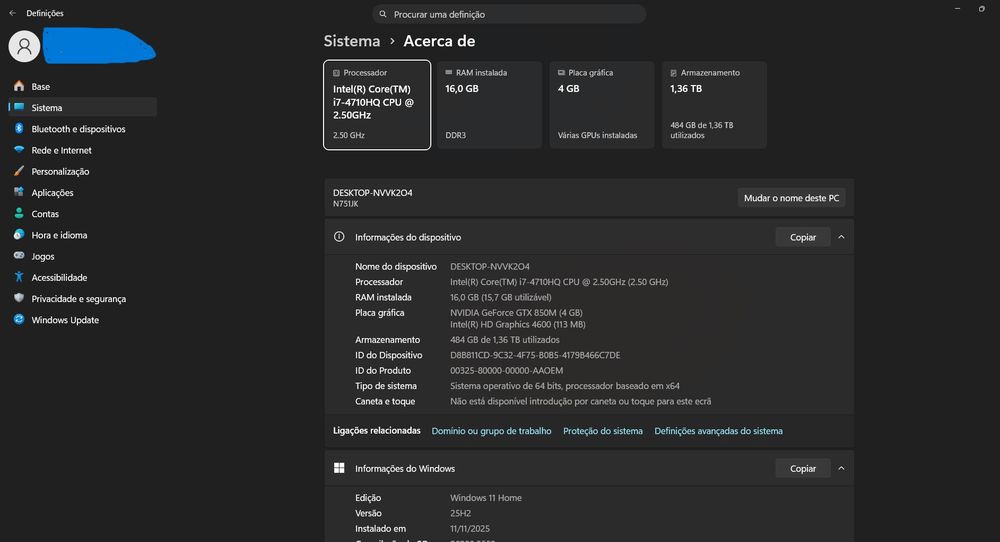 Computador portátil ASUS N751J