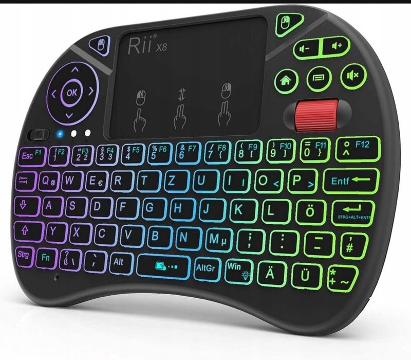 Mini Bezprzewodowa Klawiatura Touchpad Smart LED USB Rii X8