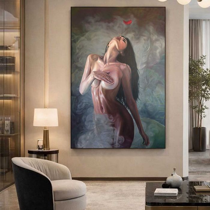 „Czerwone piórko” – Wielki Obraz Olejny | 150x100 cm | Unikat | VibRaMy