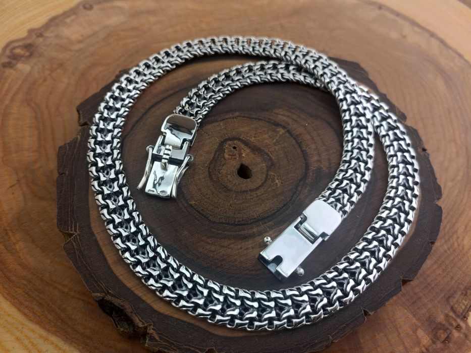 Мужская Серебряная Цепочка Двойной Арабский Бисмарк. Срібний ланцюг