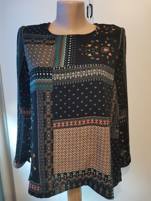 Bluzka damska z długim rękawem Cocomore rozm 36, etno wzór