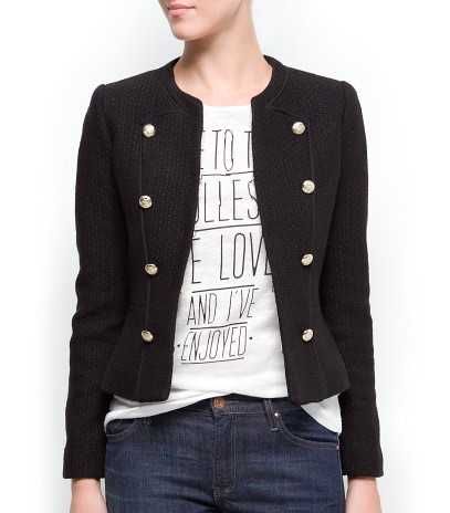 Casaco preto botões dourados Mango