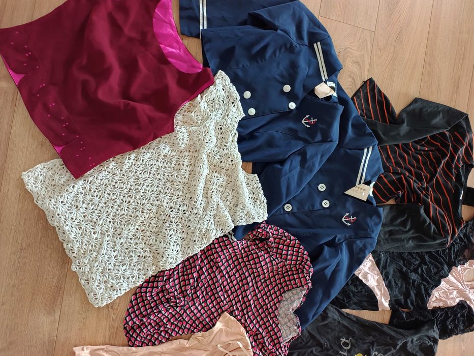 mega paka zestaw ubran damskich vintage retro 36S 38M koszulki bluzki