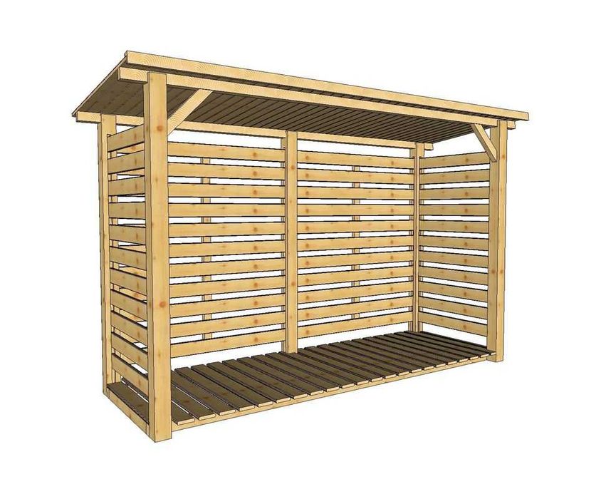 Drewutnia ogrodowa  3,14 x 1,1m, wiata na drewno  z dachem prostym