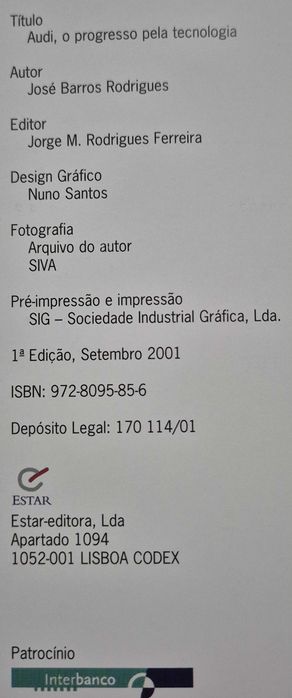 Livro "Audi - O progresso pela tecnologia", de José Barros Rodrigues