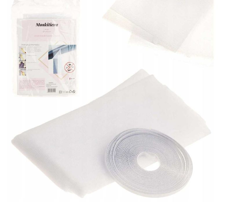 Moskitiera SIATKA NA OKNO przeciw komarom muchom 150x130 z rzepem