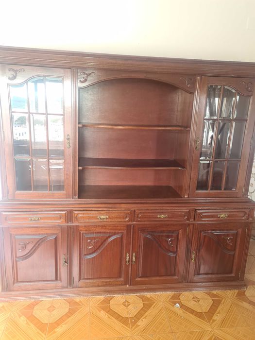 Estante anos 90 ; Conjunto 2 elementos em vidro e madeira