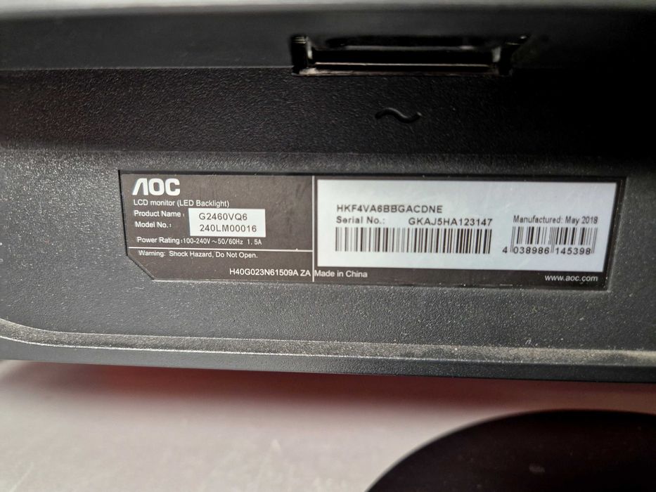 Monitor AOC 24" G2460VQ6  1920x1080px 75Hz 1ms