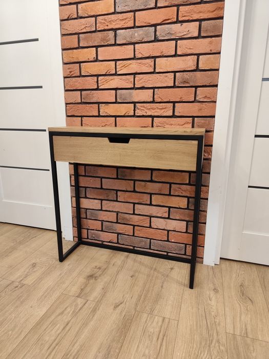 Dębowa konsola toaletka loft z szufladą, dąb, industrial