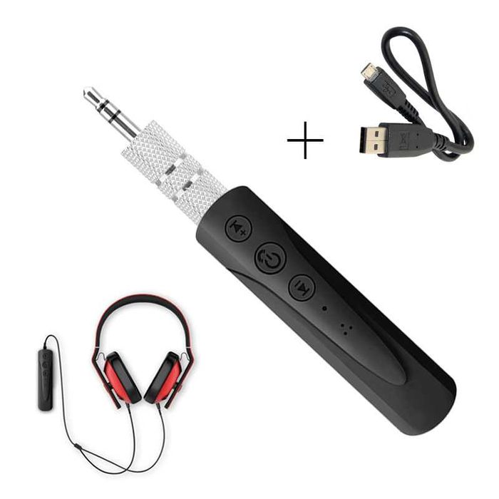 Receptor USB Áudio Stereo Bluetooth + Cabo Jack 3.5mm + Mãos Livres