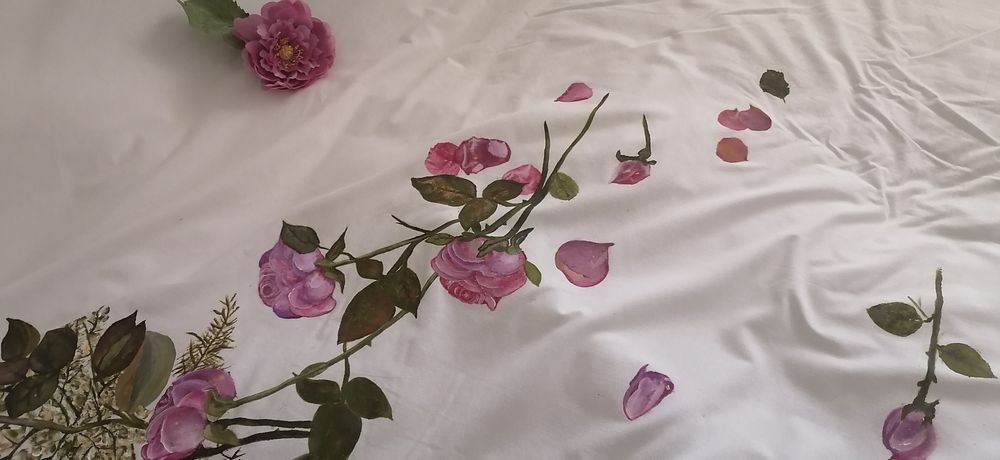 Edredom de casal pintado à mão