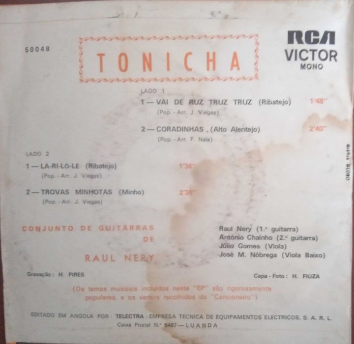 Tonicha	- - - - -	Canta Folclore de Portugal	- - - - -	EP