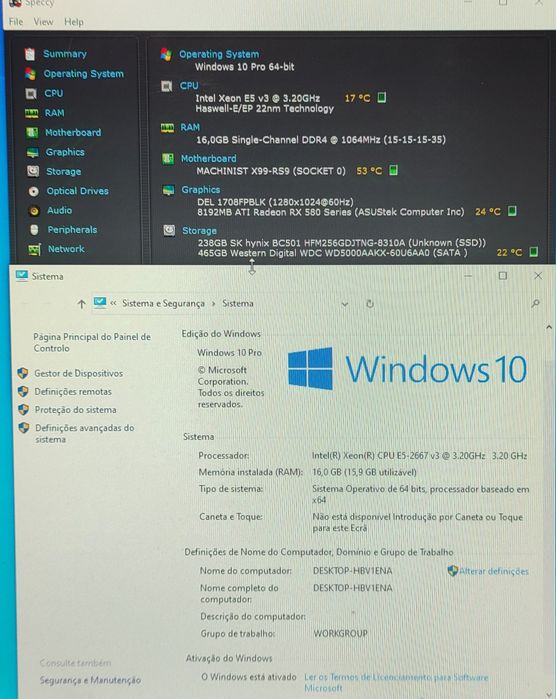 PC Gamer Core i7 (E5 2667 v3)+ RX580 8gb+16gb+ 740gb Nvme