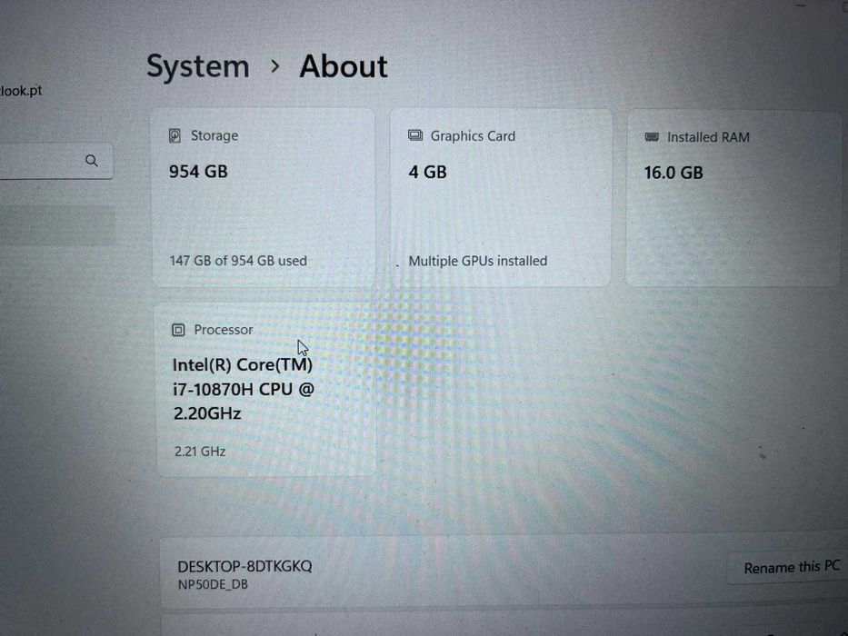 Portátil Clevo Gaming i7 16gb ram 1tb ssd GTX 1650 TI