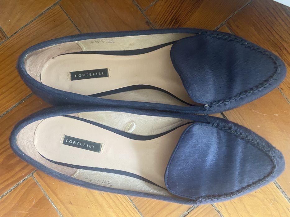 Sapatos Loafers de pelo azul petróleo - Cortefiel
