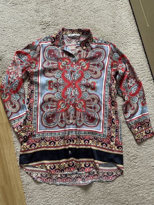 Сорочка блуза зара zara S принт візерунки