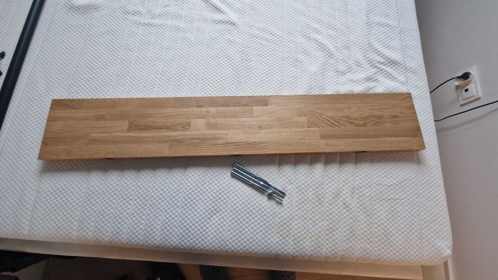 Półka surowe lite drewno 20x120x3cm + kołki