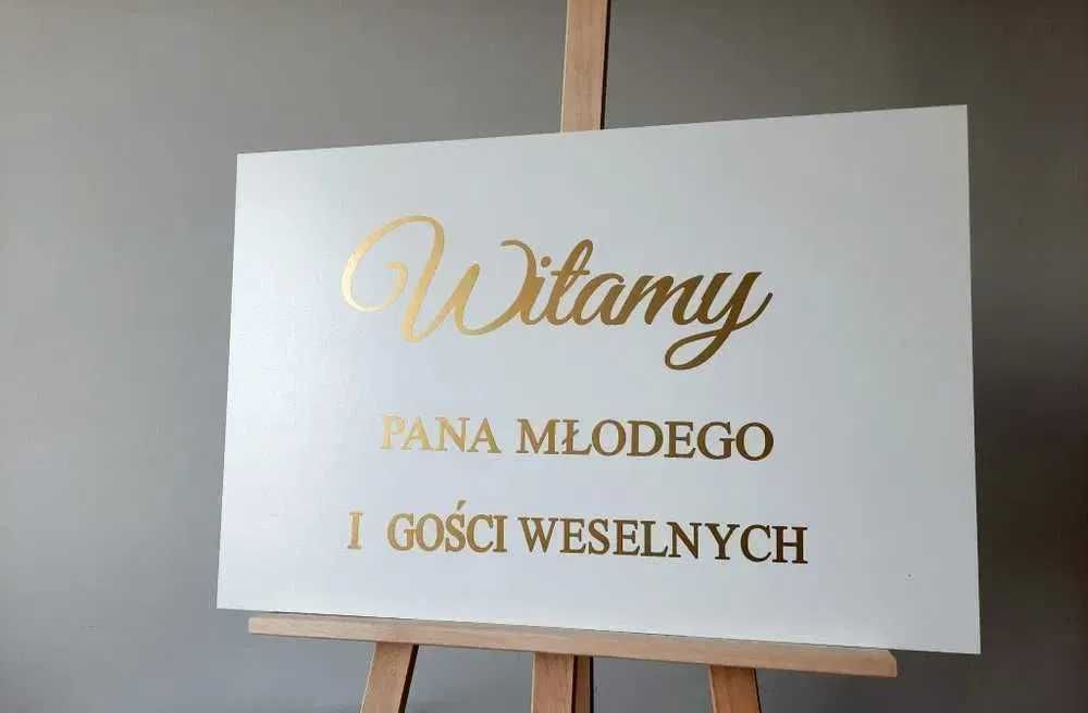 Witamy Pana Młodego I gości Weselnych Tablica ślubna dekoracje sali Domu Panny Młodej wesele ślub