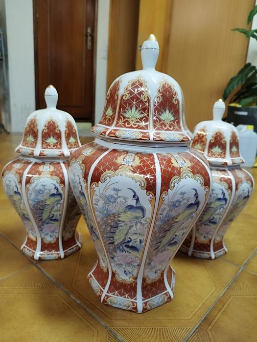 Conjunto de potes decorativos