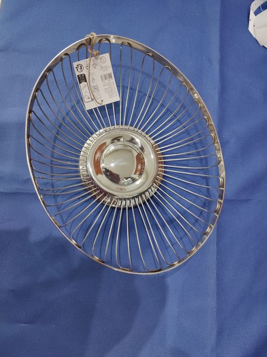 Patera owalna na owoce koszyk srebrna metalowa 27x21cm